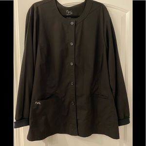 AQ NRG by Barco Black Stretch Scrub Jacket 2XL EUC